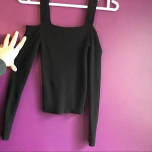 Garage Off the Shoulder Black Long Sleeve Top